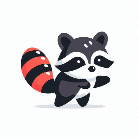 Cute cartoon raccoon with egg on white background. Vector illustration.のイラスト素材