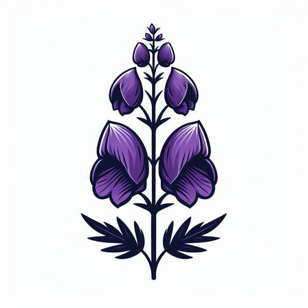 Purple lupine flower isolated on white background. Vector illustration.のイラスト素材