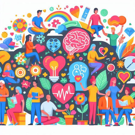 Flat design concept of brainstorming, brainstorming, teamwork. Vector illustrationのイラスト素材