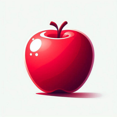 Illustration of a red apple on a white background, vector illustrationのイラスト素材
