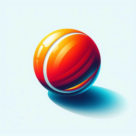 illustration of a tennis ball on a light blue background with shadowのイラスト素材