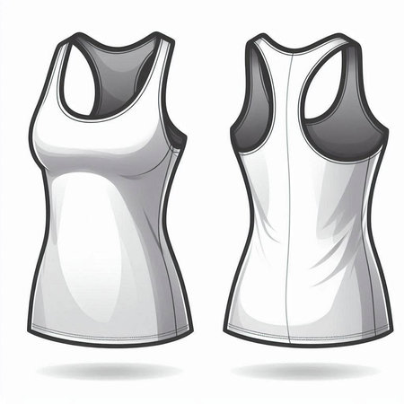 Women's tank top, front and back view, vector illustration.のイラスト素材