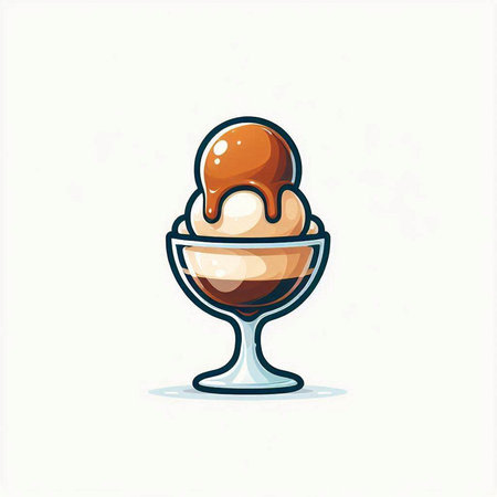 Illustration of ice cream in a glass cup. Vector illustration.のイラスト素材