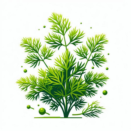 Vector illustration of green dill. Isolated on white background.のイラスト素材