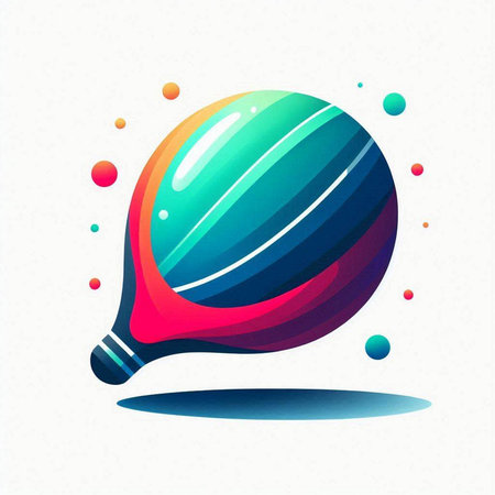 Colorful vector illustration of a tennis ball on a white background.のイラスト素材