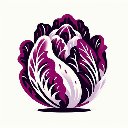 Illustration of purple cabbage on a white background. Vector illustration.のイラスト素材