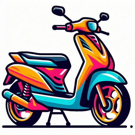 Vintage scooter isolated on a white background. Vector illustration.のイラスト素材