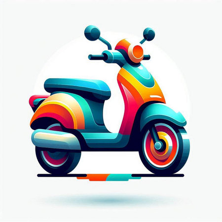 Colorful retro scooter on white background, vector illustration eps 10のイラスト素材