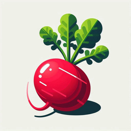 Radish icon. Vector illustration of a radish with leaves.のイラスト素材