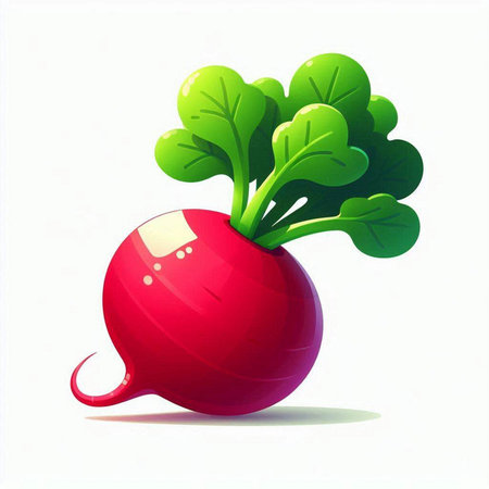 Radish with leafs on a white background. Vector illustration.のイラスト素材