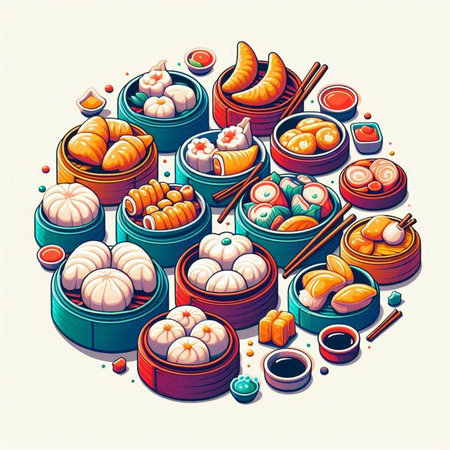 Vector illustration of a set of japanese food. Sushi, rolls, sushi, dumplings.のイラスト素材