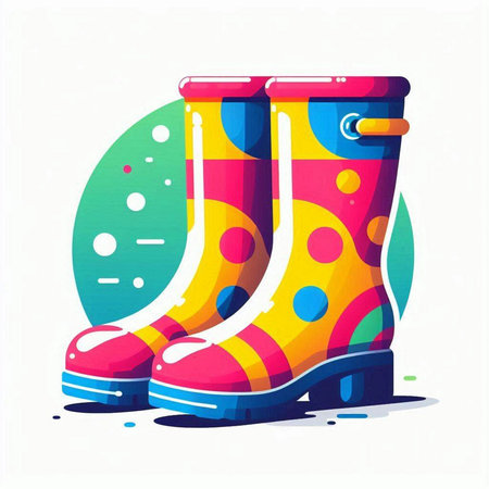 Colorful rubber boots on white background. Vector illustration. Eps 10.のイラスト素材