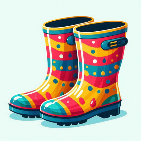 Cartoon rubber boots. Vector illustration of a pair of rubber boots.のイラスト素材