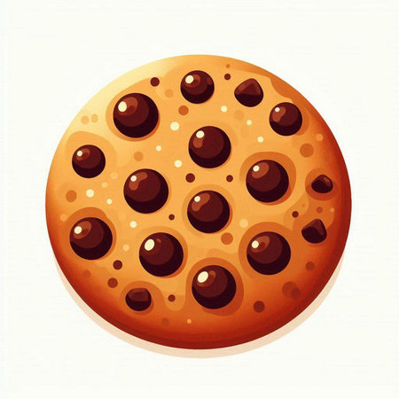 Chocolate chip cookie. Vector illustration isolated on a white background.のイラスト素材