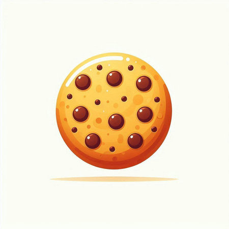 Chocolate chip cookie isolated vector illustration. Sweet cookie with chocolate glaze.のイラスト素材