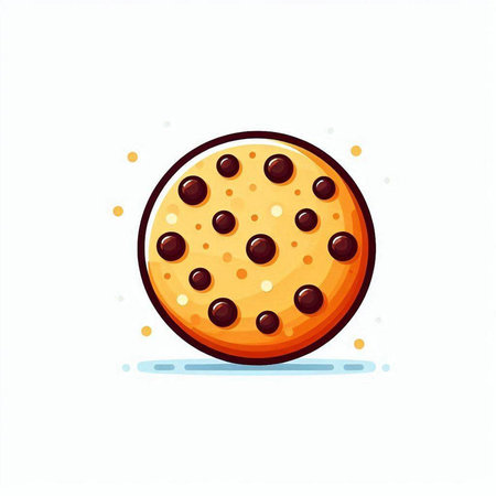 Chocolate chip cookie isolated on white background. Vector illustration in cartoon style.のイラスト素材