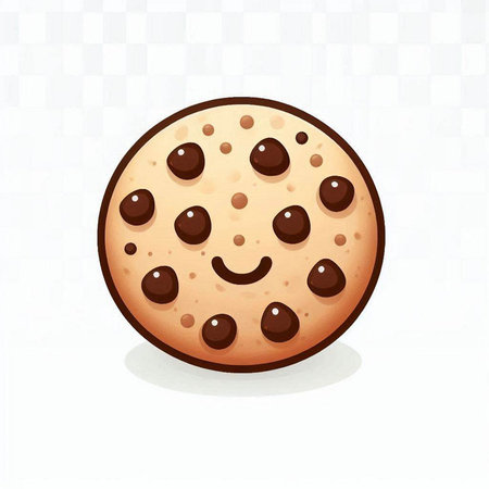 Illustration of a chocolate chip cookie isolated on a white background.のイラスト素材