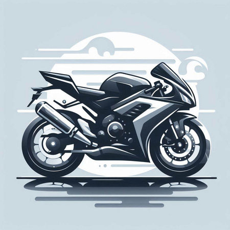 Motorcycle vector illustration. Motorcycle on the background of the sunset.のイラスト素材