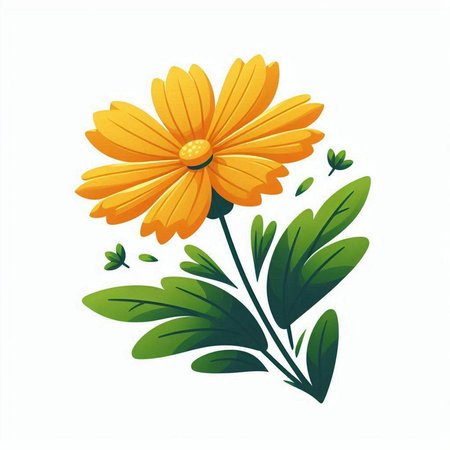 Yellow daisy flower isolated on white background. Hand drawn vector illustration.のイラスト素材