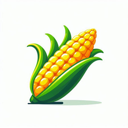Illustration of a corncob isolated on a white background.のイラスト素材