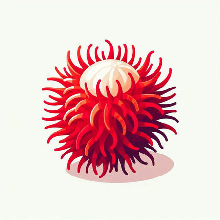 Red sea anemone isolated on white background. Vector illustration.のイラスト素材