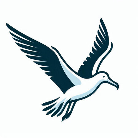 Flying seagull. Vector illustration isolated on a white background.のイラスト素材