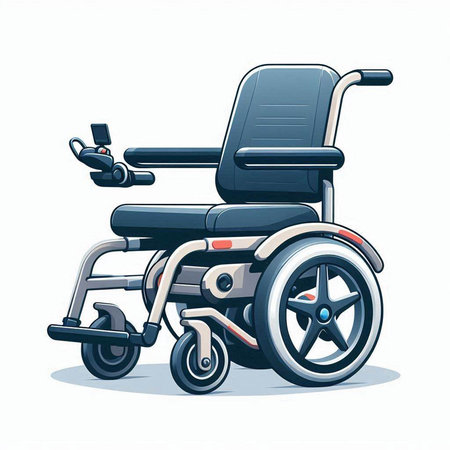 Wheelchair isolated on white background. Hand drawn vector illustration in cartoon style.のイラスト素材