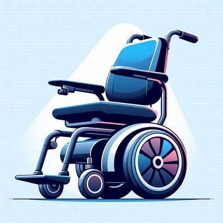 Wheelchair for disabled person. Vector illustration of a blue wheelchair.のイラスト素材