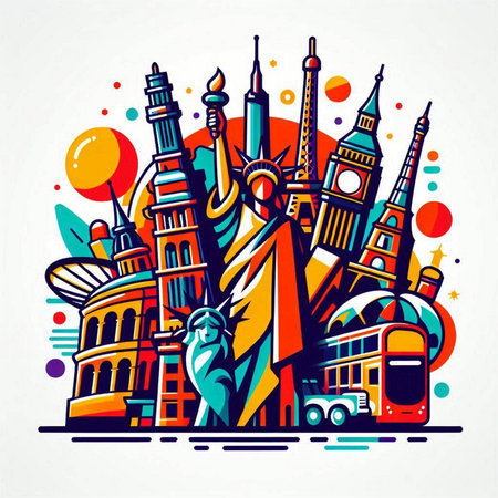 Statue of Liberty, New York City, USA. Vector illustrationのイラスト素材