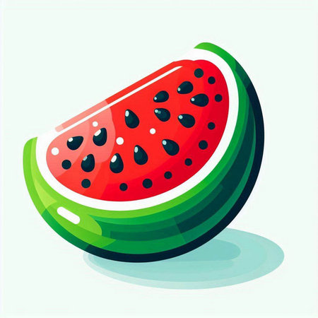Watermelon icon isolated on white background. Vector illustration in cartoon style.のイラスト素材