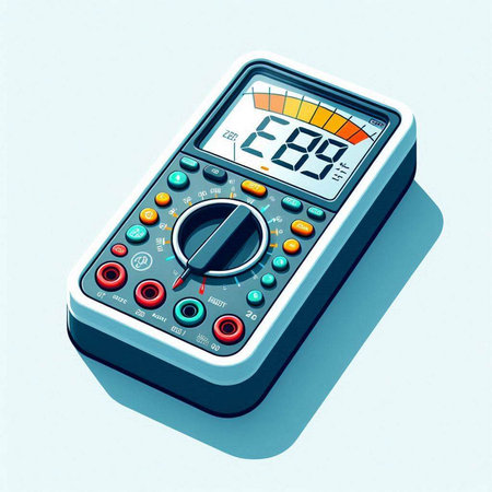 Digital multimeter on a white background. 3D illustration. 3D rendering.のイラスト素材