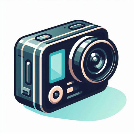 Digital camera on a white background. Vector illustration. Eps 10.のイラスト素材