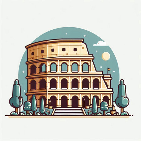 Colosseum, Rome, Italy. Vector illustration in flat styleのイラスト素材