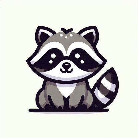 Cute raccoon cartoon vector illustration. Cute raccoon icon.のイラスト素材