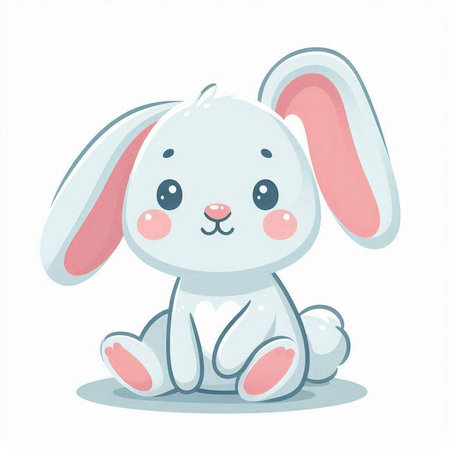 Cute cartoon bunny isolated on a white background. Vector illustration.のイラスト素材