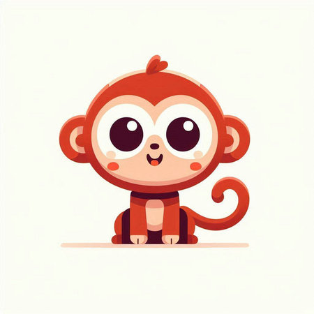 Cute little monkey. Vector illustration in a flat cartoon style.のイラスト素材