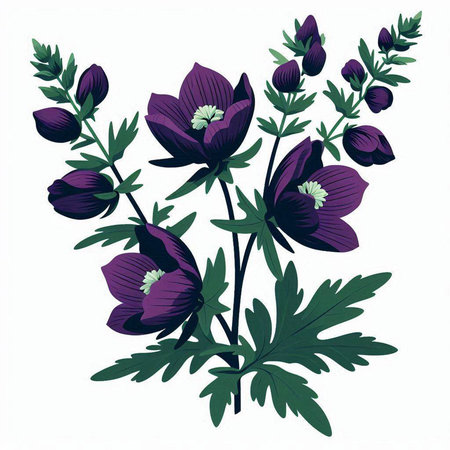 Illustration of anemone (Anemone nemorosa)のイラスト素材