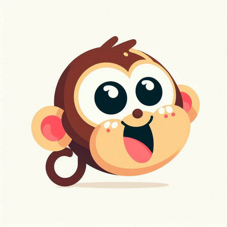 Cute monkey cartoon vector illustration on white background. Flat design.のイラスト素材