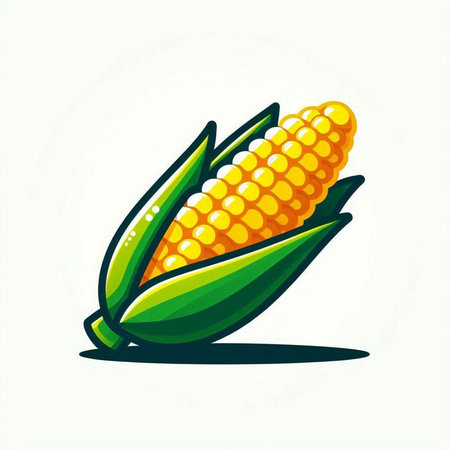 Corn icon isolated on white background. Vector illustration in flat style.のイラスト素材