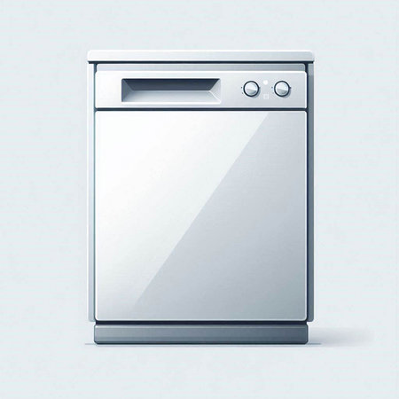 Illustration of a white washing machine isolated on a white background.のイラスト素材