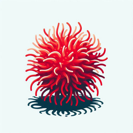 Illustration of a red coral on a white background. Vector illustrationのイラスト素材