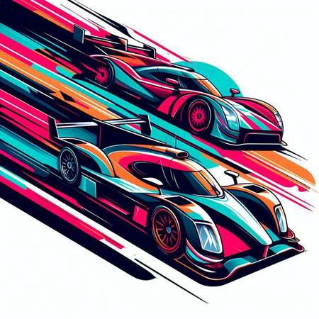 Sport car racing vector illustration. Sport car racing. Sport car racing.のイラスト素材