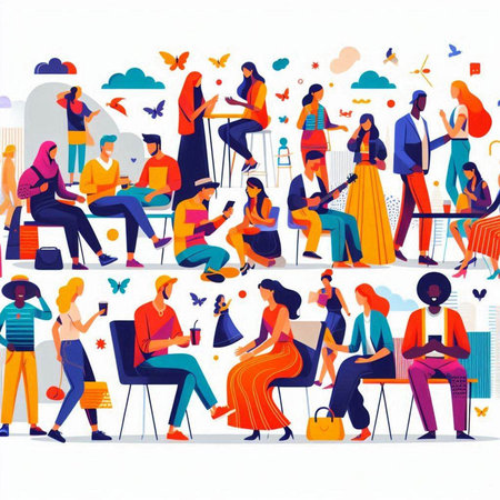 People sitting on chairs, drinking wine, talking. Flat vector illustration.のイラスト素材