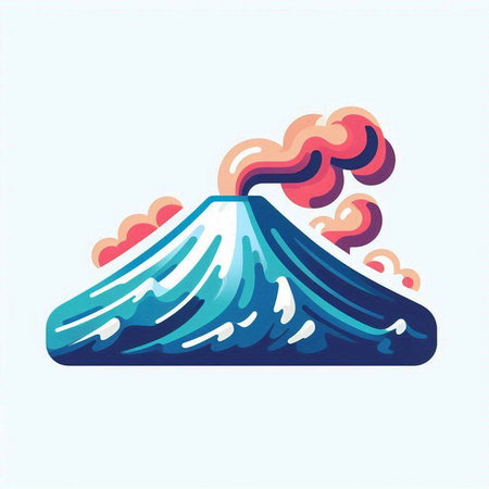 Volcano icon, vector illustration, isolated on white background. Flat design style.のイラスト素材