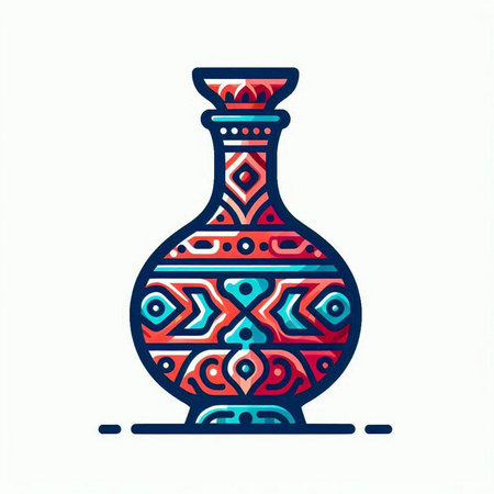 Decorative vase with ethnic ornaments. Vector illustration.のイラスト素材