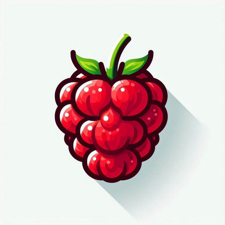Raspberry vector icon. Vector illustration of a raspberry isolated on white background.のイラスト素材