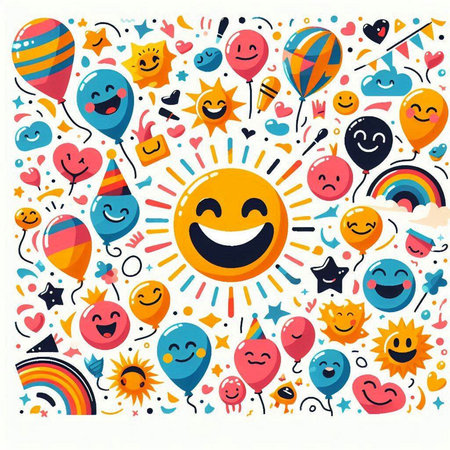 Cute cartoon doodle balloons set. Hand drawn vector illustration.のイラスト素材