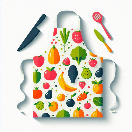 Kitchen paper cutout with fresh fruits and vegetables, vector illustrationのイラスト素材
