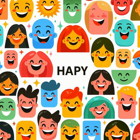 Happy faces. Seamless pattern for your design. Vector illustrationのイラスト素材