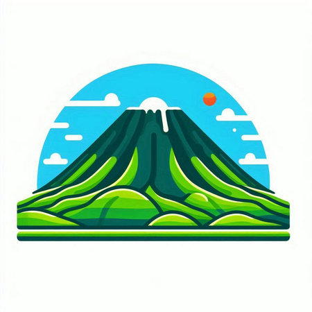 Volcano icon. Flat illustration of volcano vector icon for web designのイラスト素材